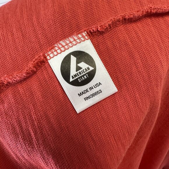 American Giant Premium Slub‎ Crew Tee Long Sleeve Red-Orange Knit Top Size M - Picture 8 of 9